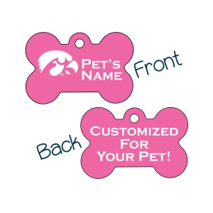 Iowa Hawkeyes Pink 2-Sided Pet Id Dog Tag | Officially Licensed | Personalized for Your Pet