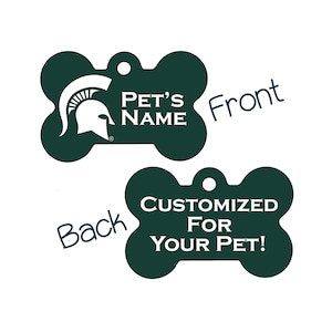 Michigan State Spartans 2-Sided Pet Id Dog Tag | Officially Licensed | Personalized for Your Pet