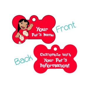 Disney Lilo Double Sided Pet Id Dog Tag Personalized w/ 4 Lines of Text