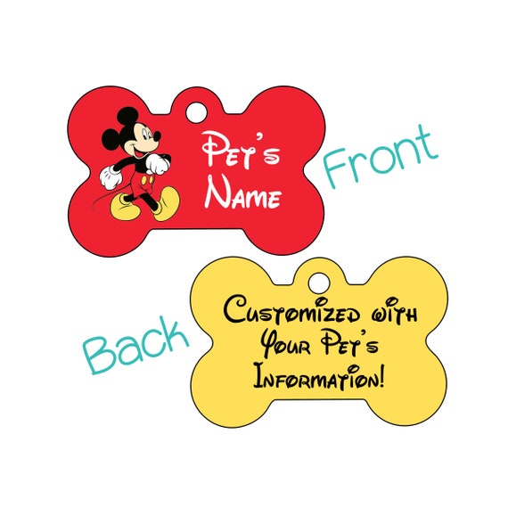 Mickey Mouse Disney 2 sided Pet Id Dog Tag Personalized for Your Pet Etsy UK