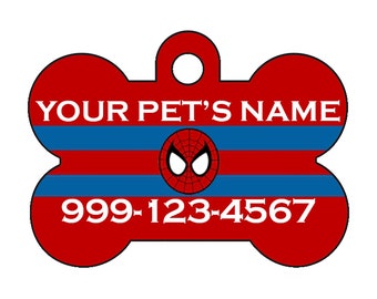 Spiderman Pet Id Dog Tag Personalized for Your Pet