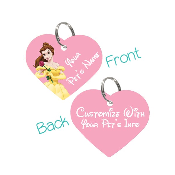 Disney Princess Belle Double Sided Pet Id Tag for Dogs & Cats Personalized for Your Pet