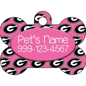 Georgia Bulldogs Pink Pet Id Dog Tag | Officially Licensed | Personalized w/ Your Pets Name and Number