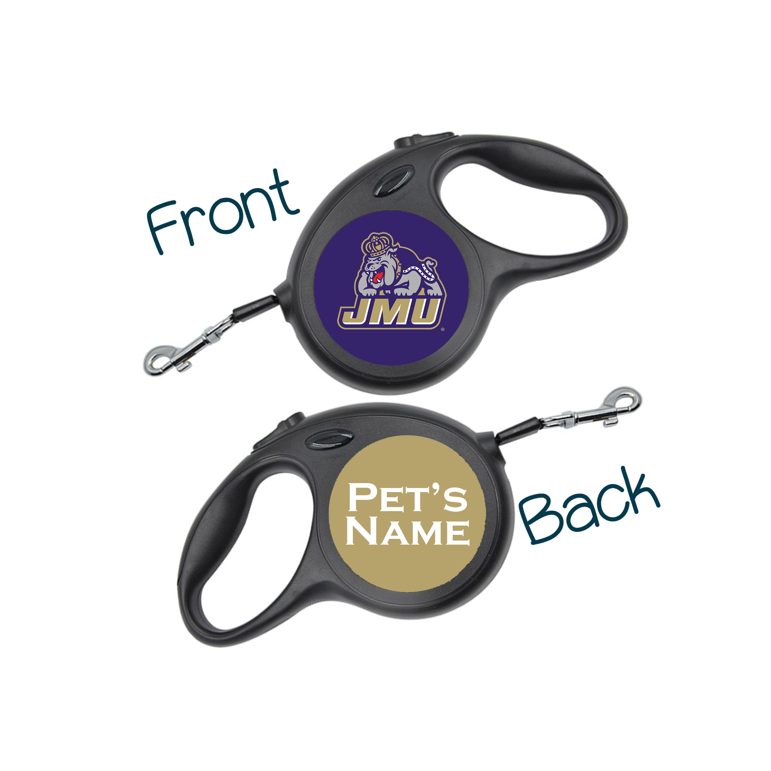 James Madison Dukes Retractable Dog Walking Leash | Ncaa Officially Licensed Personalized For Your Pet