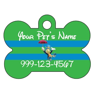 Disney Jiminy Cricket Pinocchio Pet Id Dog Tag Personalized w/ Your Pet&#39;s Name & Number