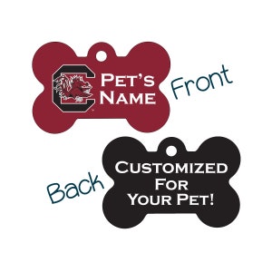 South Carolina Gamecocks 2-Sided Pet Id Dog Tag | Officially Licensed | Personalized for Your Pet