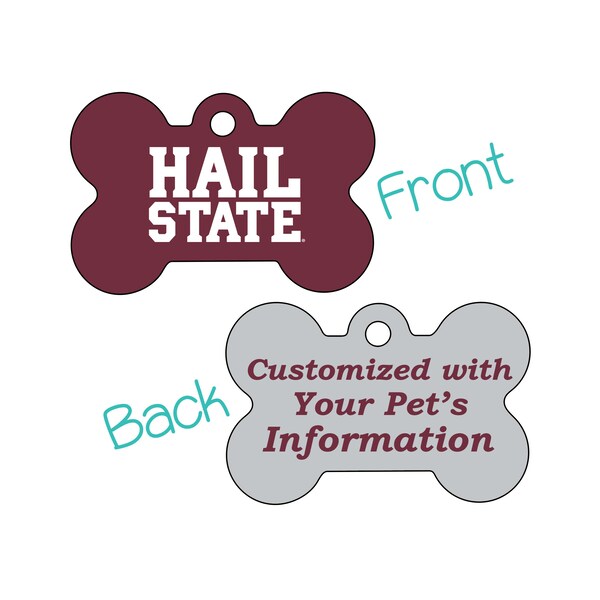 Mississippi State Bulldogs 2-seitiger Pet Id Dog Tag | Offiziell lizenzierte | Personalisiert für Ihr Haustier