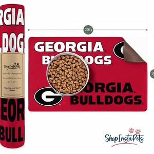 Georgia Bulldogs Water-Proof Pet Food & Water Bowl Mat | 18" x 29" | Non-Slip | Officially Licensed image 2