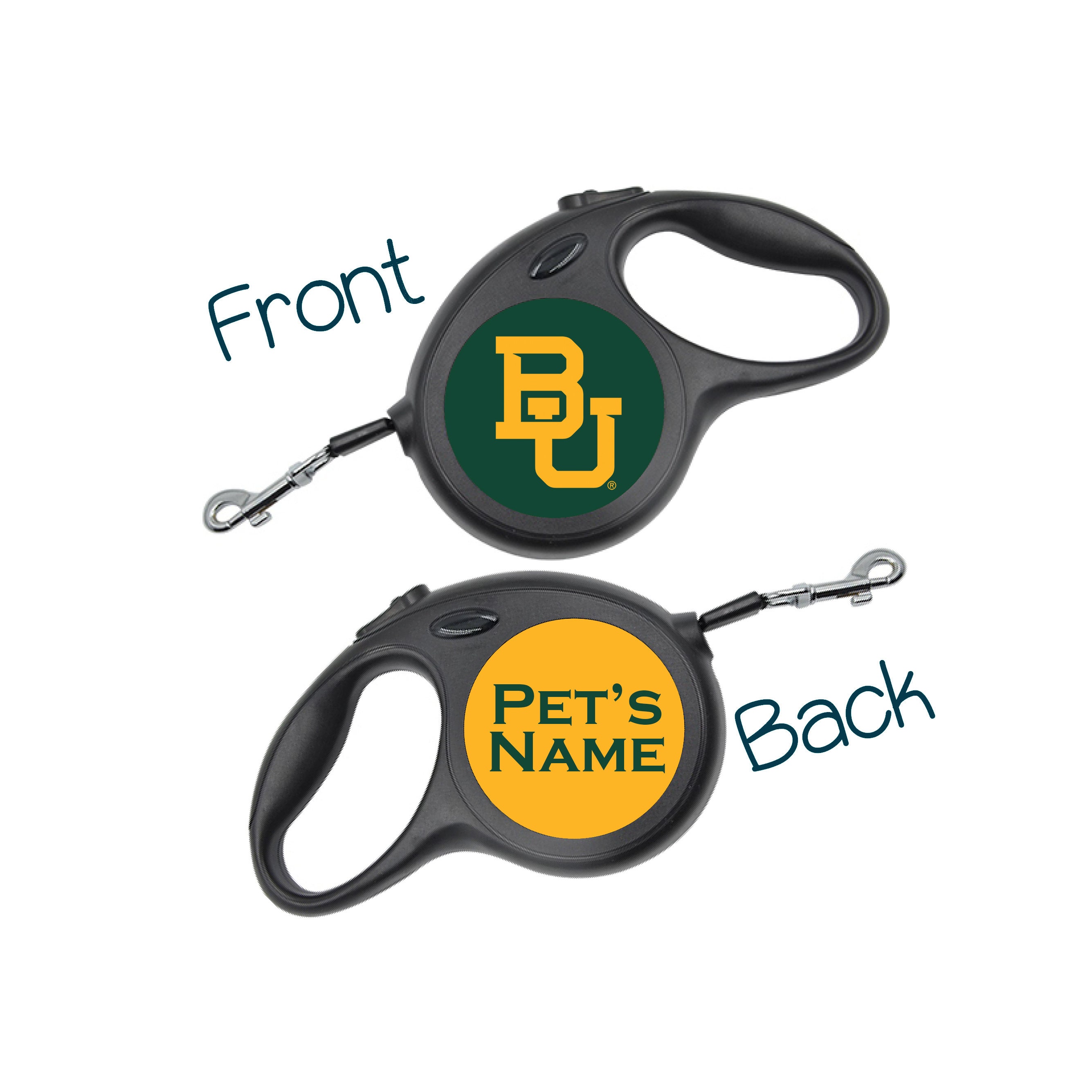 Baylor Bears Retractable Dog Walking Leash | Officially Licensed Personalized For Your Pet
