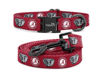 Alabama Crimson Tide Adjustable Dog Collar & Leash Set | Officially Licensed | Fits all Pets!