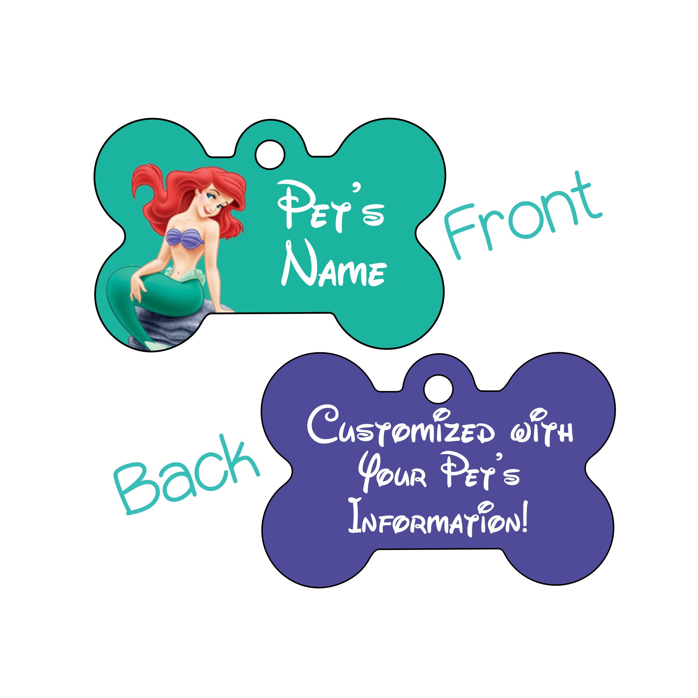 Ariel | Disney 2-Sided Pet Id Dog Tag | Personalized for Your Pet