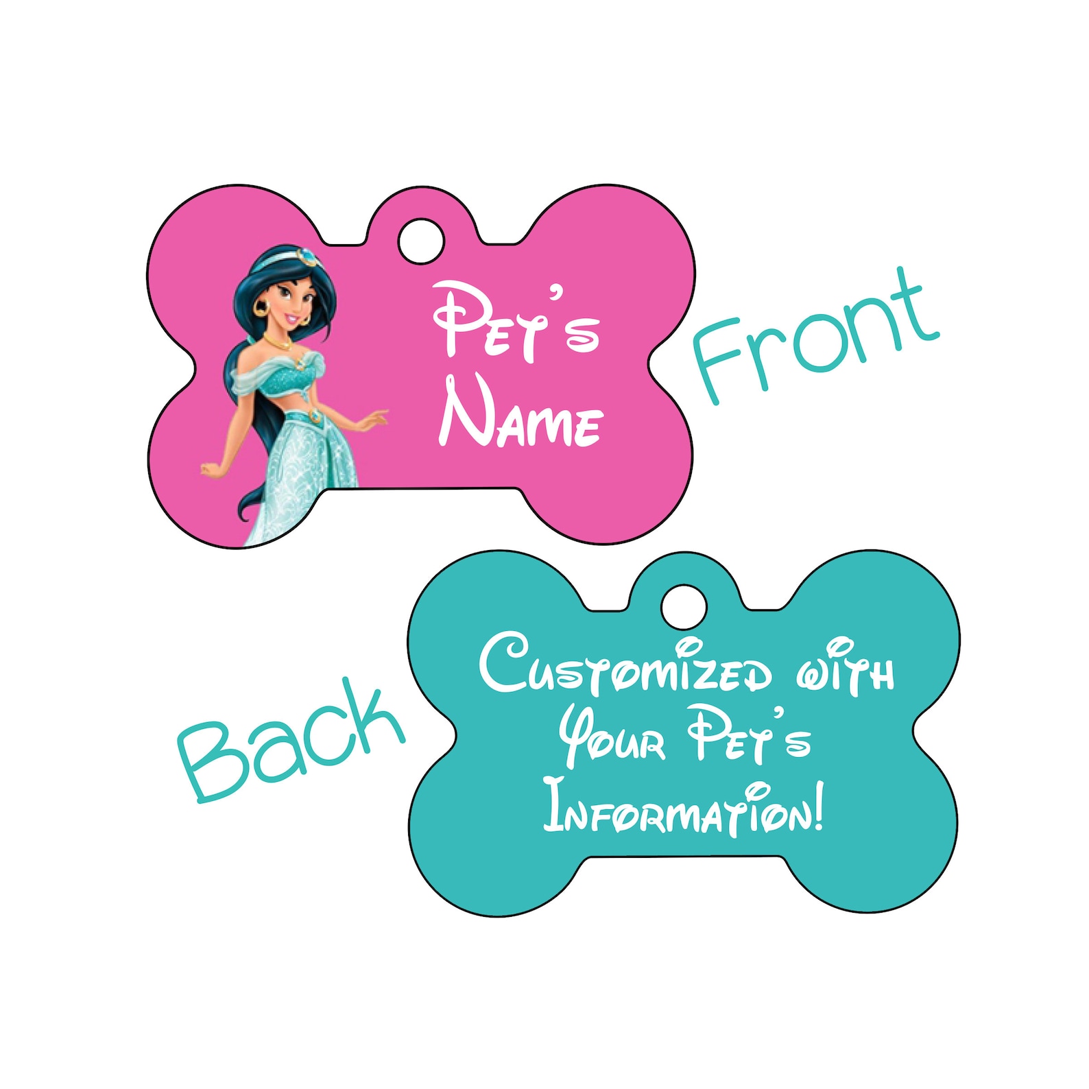 Jasmine Disney 2sided Pet Id Dog Tag Personalized for Etsy