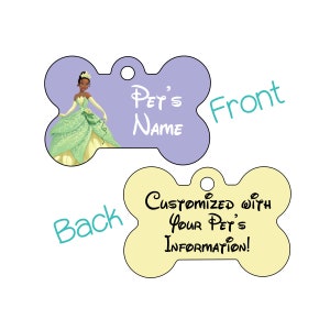 Tiana | Disney Princess & the Frog | 2-Sided Pet Id Dog Tag Personalized for Your Pet