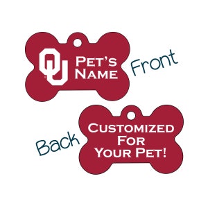 Oklahoma Sooners 2-Sided Pet Id Dog Tag | Officially Licensed | Personalized for Your Pet