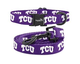 TCU Horned Frogs Adjustable Dog Collar and Leash Set | Officially Licensed | Fits all Pets!