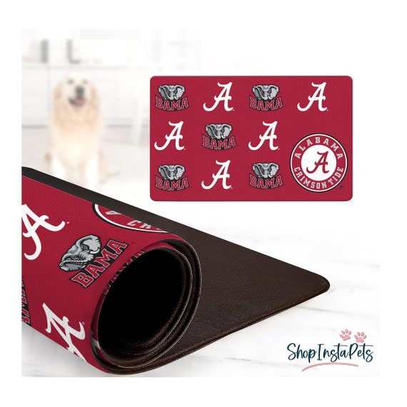Alabama Crimson Tide Water-Proof Pet Food & Water Bowl Mat | 18" x 29" | Non-Slip | Officially Licensed