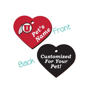 Utah Utes 2-zijdige Pet Id Tag voor Honden & Katten | Officieel in licentie gegeven | Gepersonaliseerd voor uw huisdier