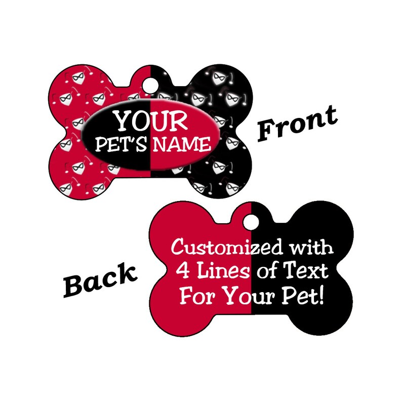 Harley Quinn Double Sided Pet Id Dog Tag Personalized W/ up to Etsy