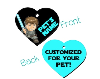 Luke Skywalker | Star Wars 2-sided Pet Id Tag für Hunde & Katzen | Personalisiert für Ihr Haustier