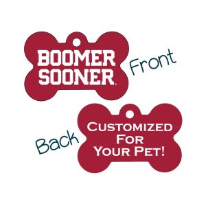 Oklahoma Boomer Sooner 2-Sided Pet Id Dog Tag | Officially Licensed | Personalized for Your Pet