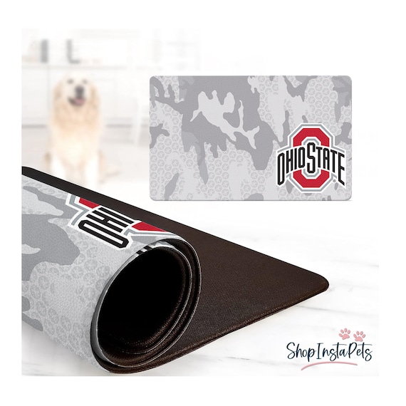 Ohio State Buckeyes Water-Proof Pet Food & Water Bowl Mat | 18" x 29" | Non-Slip | Officially Licensed