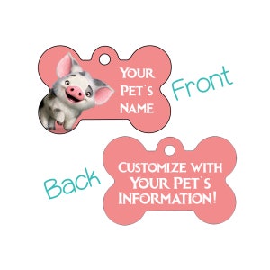 Disney Moana Pua Double Sided Custom Pet Id Dog Tag Personalized for your Pet