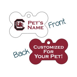 South Carolina Gamecocks 2-Sided Pet Id Dog Tag | Officially Licensed | Personalized for Your Pet