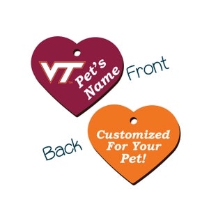 Virginia Tech Hokies Targhetta identificativa per animali su 2 lati per cani e gatti / Licenza ufficiale / Personalizzata per il tuo animale domestico