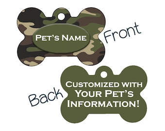 Double Sided Camo Pet Id Dog Tag | Army Green | Personalized for your Pet!