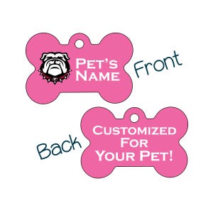 Georgia Bulldogs Rosa doppelseitige Haustier-ID-Erkennungsmarke | Offiziel lizensiert | Personalisiert für Ihr Haustier