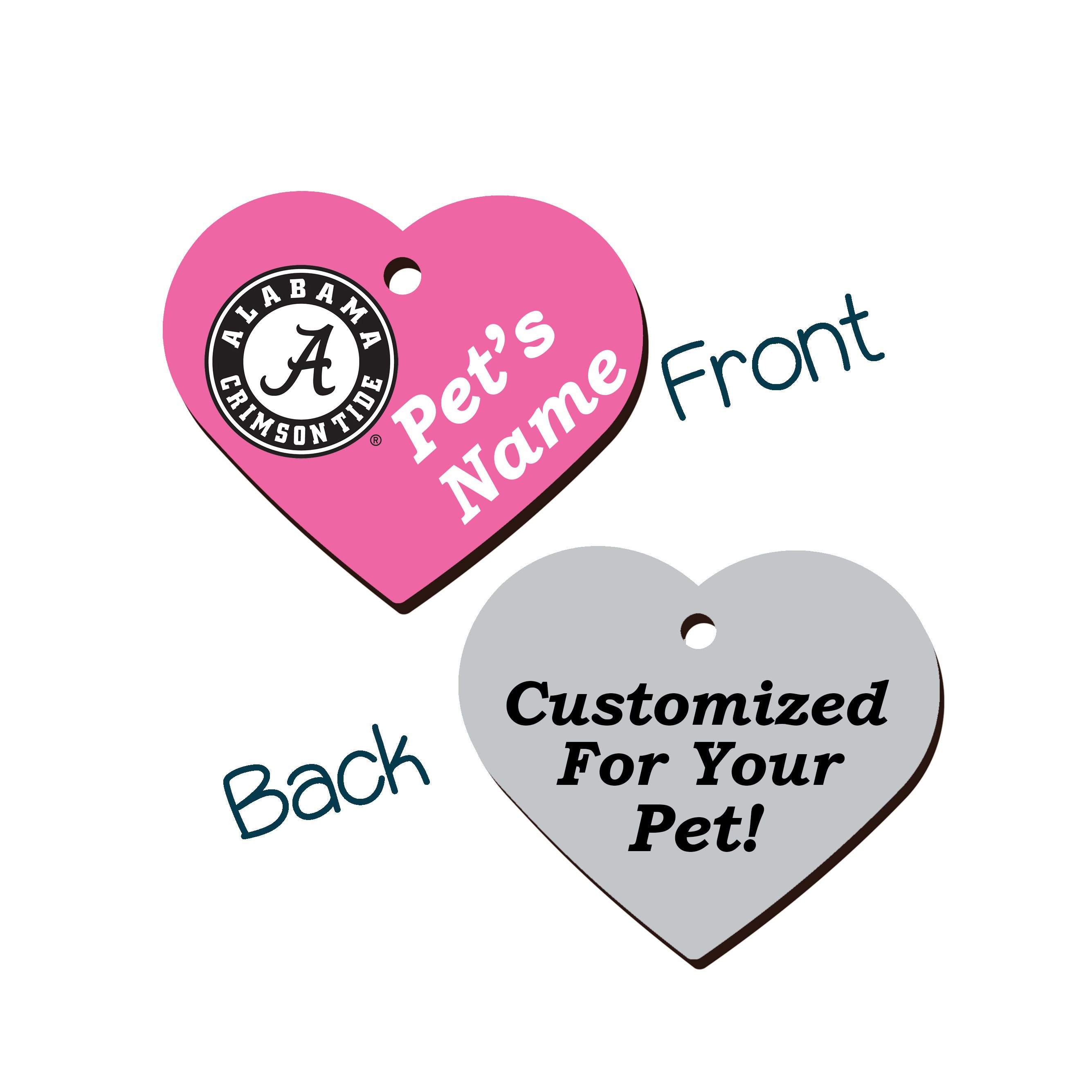 犬用猫用　お名前入り　Ribbon Heart Bib アラバマ クリムゾンタイド ピンク ペット ID タグ 犬と猫用 | 公式