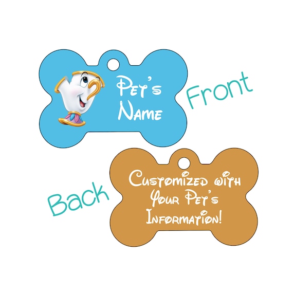Chip 2 sided Pet Id Dog Tag Personalized for Your Pet Disney Beauty the Beast Etsy Denmark