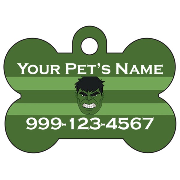 The Hulk Pet Id Dog Tag Personnalisé w/ Your Pet’s Name - Numéro