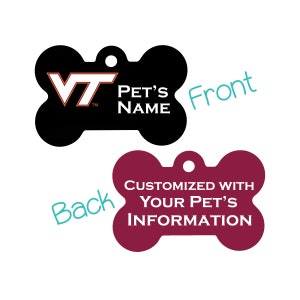 Virginia Tech Hokies 2-Sided Pet Id Dog Tag | Officially Licensed | Personalized for Your Pet