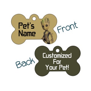 Baby Groot / Marvel 2-Sided Pet Id Dog Tag / Personalizado para tu mascota