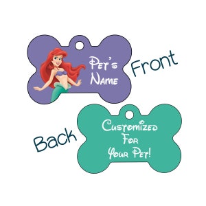 Ariel | Disney Little Mermaid | Double Sided Pet Id Dog Tag Personalized for Your Pet