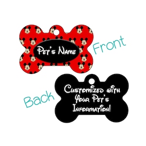 Mickey Mouse | Disney Double Sided Pet Id Dog Tag | Personalized for Your Pet