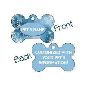 Snowflakes | Christmas Themed 2-Sided Pet Id Dog Tag | Personalized for Your Pet