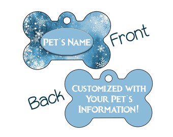 Snowflakes | Christmas Themed 2-Sided Pet Id Dog Tag | Personalized for Your Pet