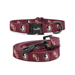 Florida State Seminoles Adjustable Dog Collar & Leash Set | Officially Licensed | Fits all Pets!