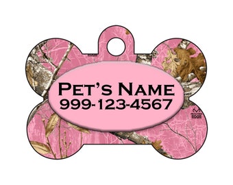Realtree 公式ライセンス犬用 ID タグ - 1.5 x 1 インチ | 頑丈で耐久性に優れています | あらゆるサイズのペットに最適 | ギフトに最適 | ピンク