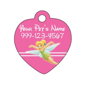 Disney Tinkerbell Pet Id Tag for Dogs and Cats Personalized w/ Your Pet's Name & Number