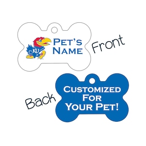 Kansas Jayhawks | 2-Sided Pet Id Dog Tag | Officially Licensed | Personalized for Your Pet