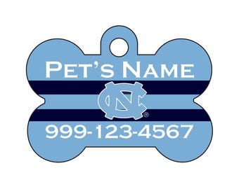 Placa de identificación para mascotas de los Tar Heels de la UNC / Producto con licencia oficial / Personalizada para tu mascota