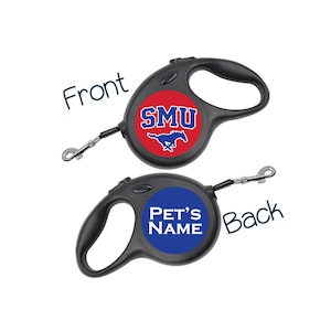 SMU Mustangs 16 Ft Retractable Dog Walking Leash | Officially Licensed | Personalized for Your Pet