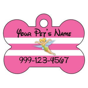 Disney Princess Tinkerbell Pet Id Dog Tag Personalized w/ Your Pet&#39;s Name & Number
