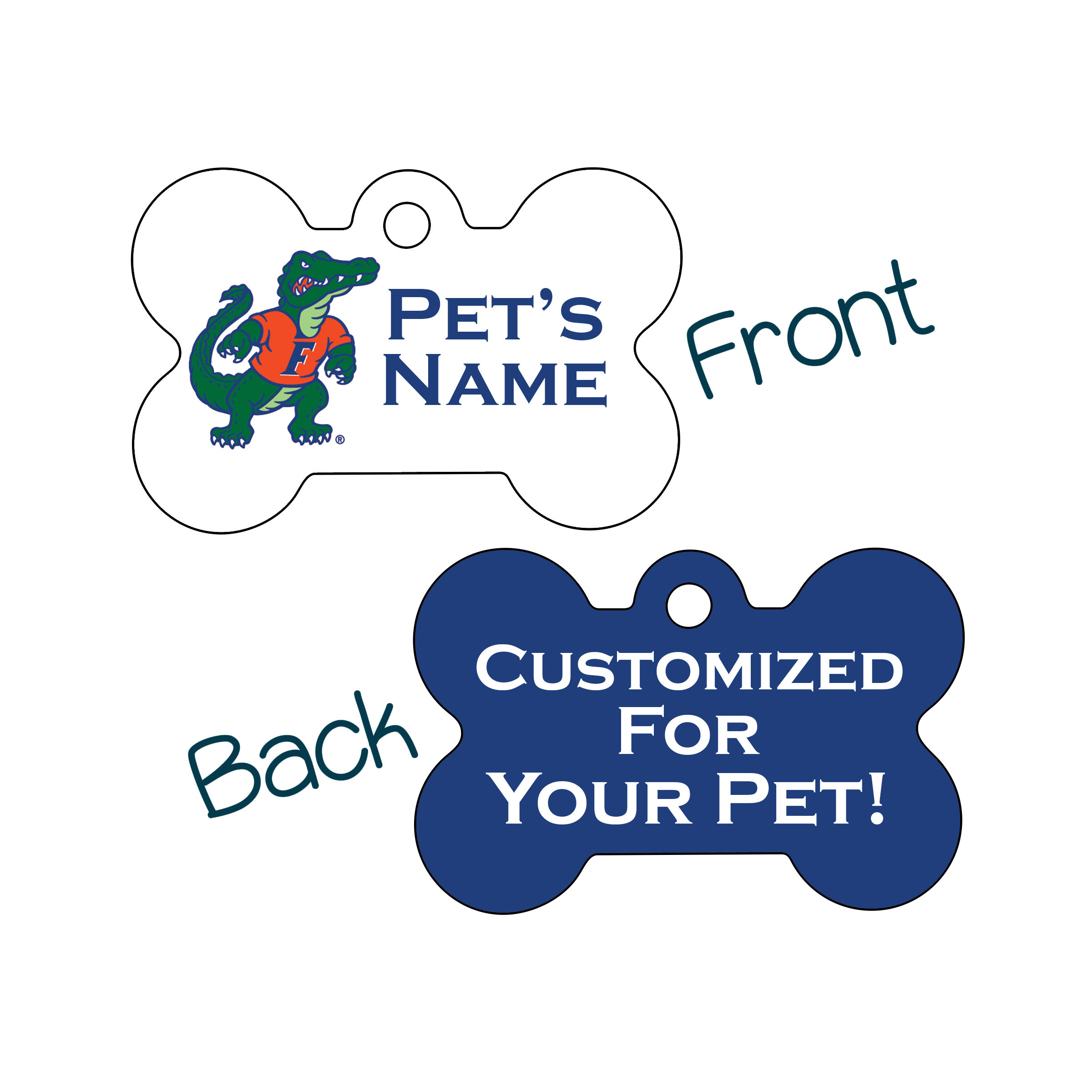 Florida Gators 2-zijdig hondenpenning | Officieel gelicentieerd | Gepersonaliseerd voor je huisdier
