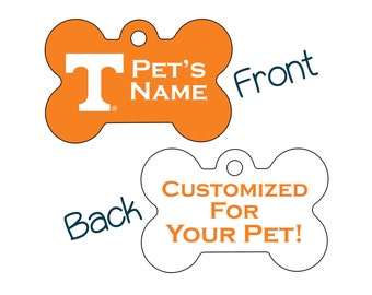 Tennessee Volunteers 2-Sided Pet Id Dog Tag / Ufficialmente autorizzato / personalizzato per il tuo animale domestico