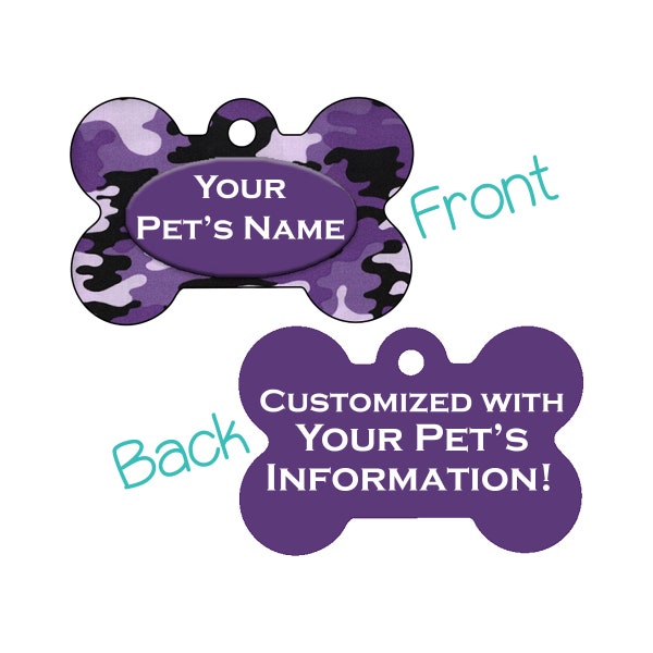 Camo Double Sided Pet Id Dog Tag | Purple Camo | Personalized for your Pet!