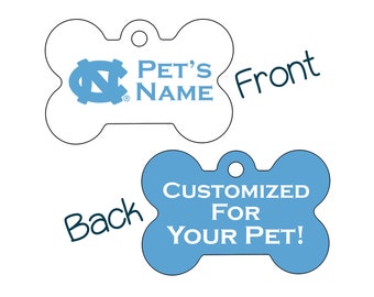 UNC Tar Heels 2-sided Pet Id Dog Tag / Ufficialmente autorizzato / personalizzato per il tuo animale domestico